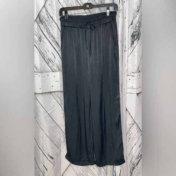 NT By Amati Black Satin Wide Leg Pull On Pants M - Picture 1 of 6